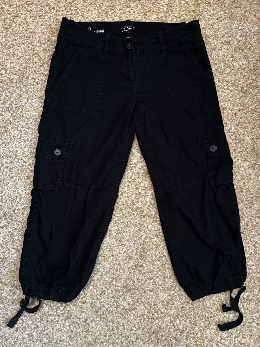 LOFT Black Button-Front Casual Pants